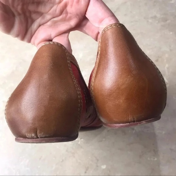 Pikolinos Two Tone leather floral cutout flats red tan 40 9.5 Artsy - Picture 4 of 6